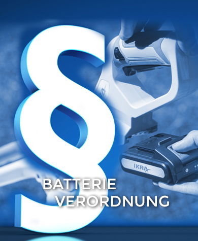 eineBatterie und ein Paragraph vor blauem Hintergrund